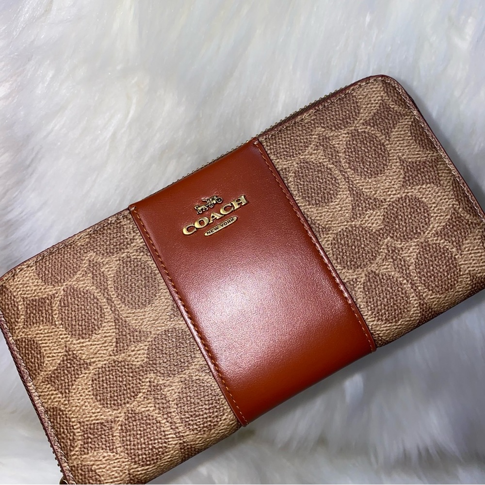 Coach Accordion Zip Wallet In Colorblock Signature Canvas New